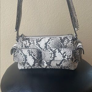 Michael Kors Black and White Snakeskin Crossbody Bag